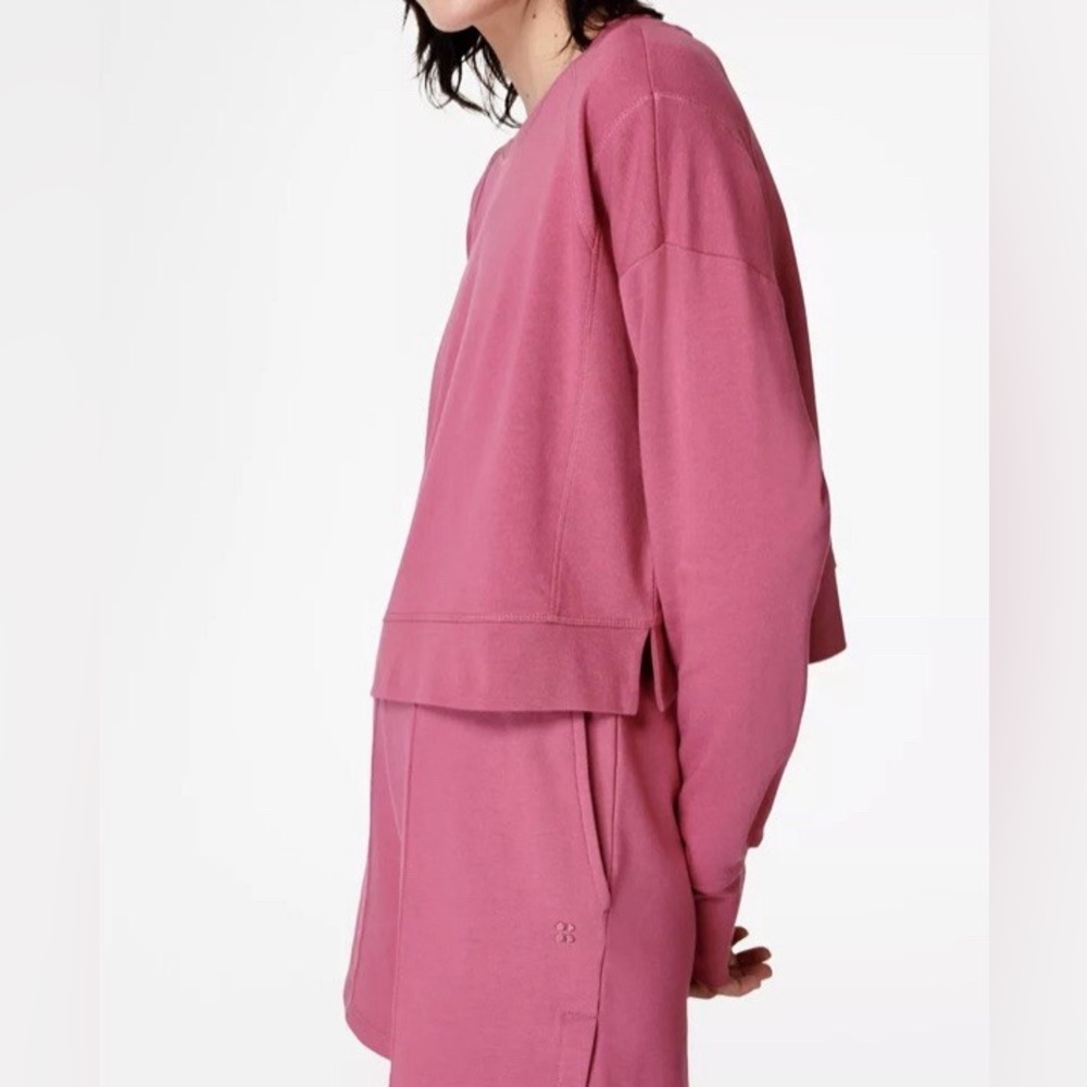 Sweaty Betty After Class Crop Crewneck Sweatshirt Adventure Pink US 14‎ XXL